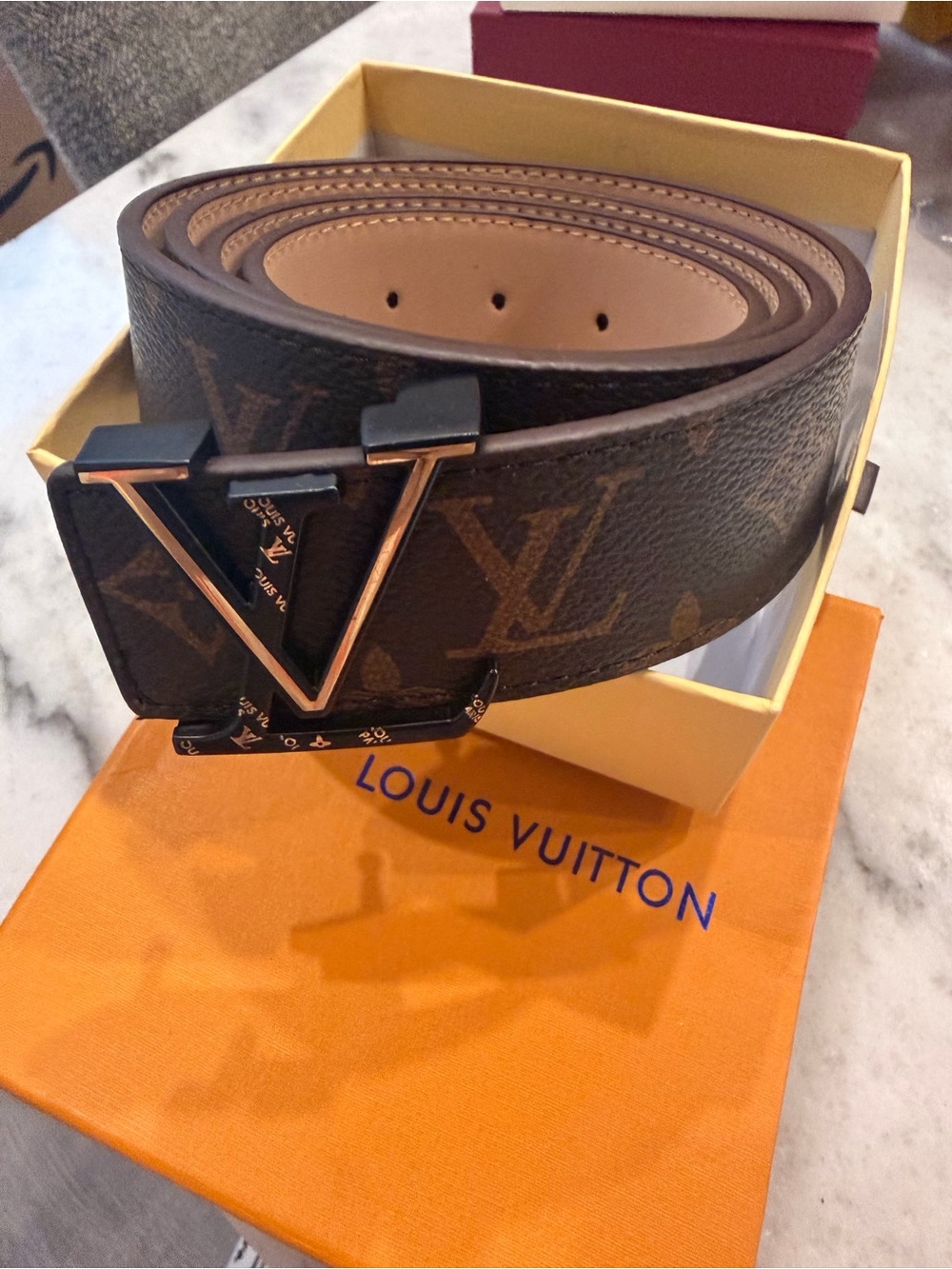 Louis Vuitton Monogram Canvas Belt with Black & Brown LV Buckle - Picture 1 of 1